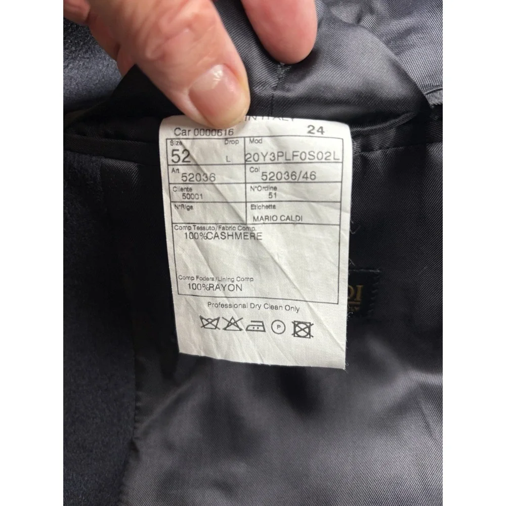 Mario Caldi 100% Cashmere Blazer‎ Men's Sz 52L Black Made In Italy Double Vent